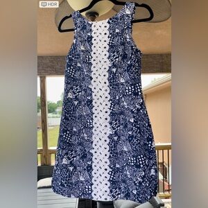 Lilly Pulitzer Shift Dress Upstream Fish Print Size 6
